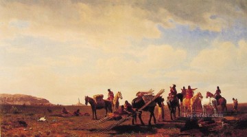 アメリカインディアン Painting - フォート・ララミー付近を旅行するインディアン アメリカン・インディアン アルバート・ビアシュタット